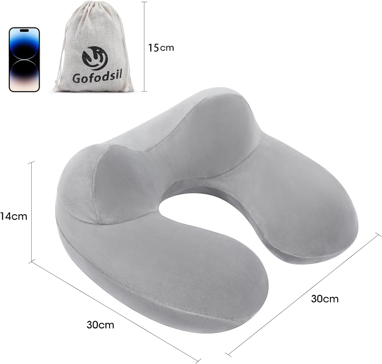 Gofodsil Pernă de gât gonflabilă pentru avioane Camping Trenuri și mașini cu dopuri de urechi, pernă de călătorie portabilă, pernă de gât Aircraft gonflabilă Set de 2 Perne ortopedice cervicale Naty Shop