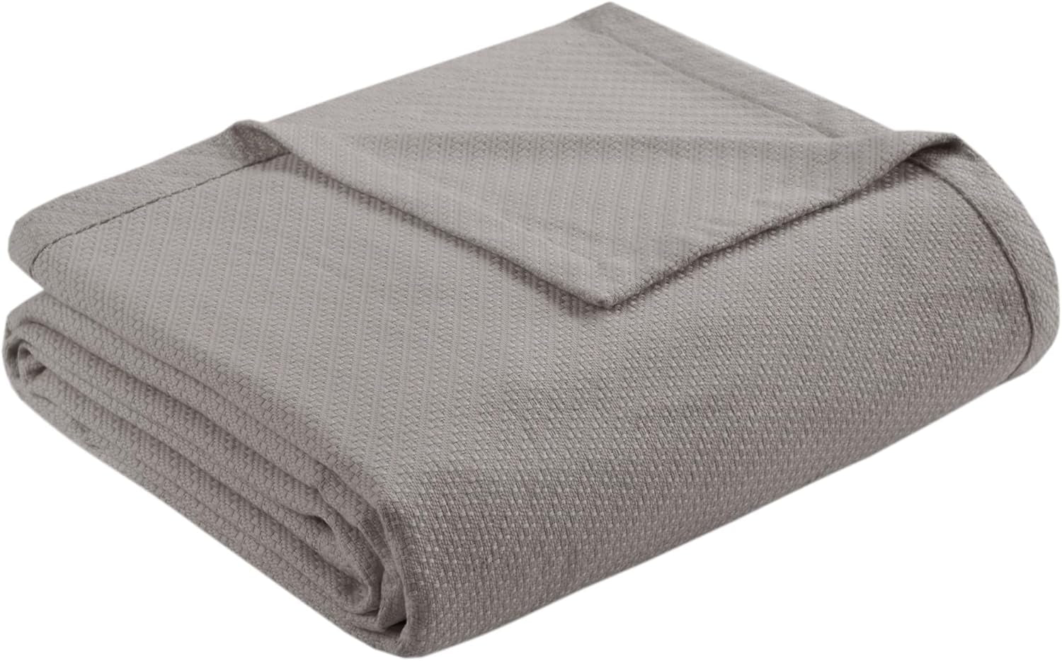 Madison Park Luxury Liquid Cotton High Quality Soft Comfortable 100% Ringspun Cotton Blanket for Bed Couch or Couch Blush Full/Queen Naty Shop Quilts and Comforters King Gray