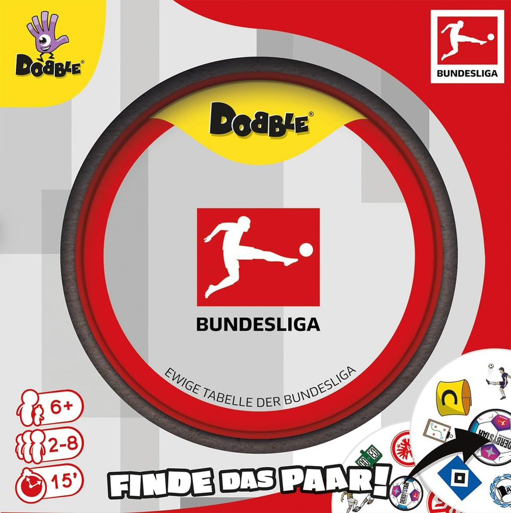 Dobble Bundesliga, family game, card game, 2-8 players, ages 6+, 15 minutes, German