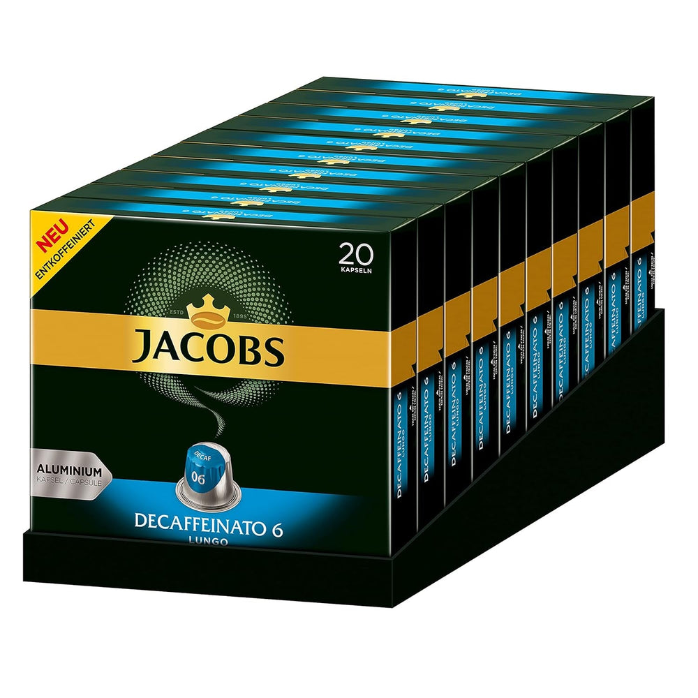 Kaffeekapseln Lungo Classico, Intensität 6 von 12, 10 x 20 Getränke & Kaffeekapseln Lungo Decaffeinato- Intensität 6- 200 Nespresso kompatible Kapseln, 10er Pack, 10 x 20 Getränke