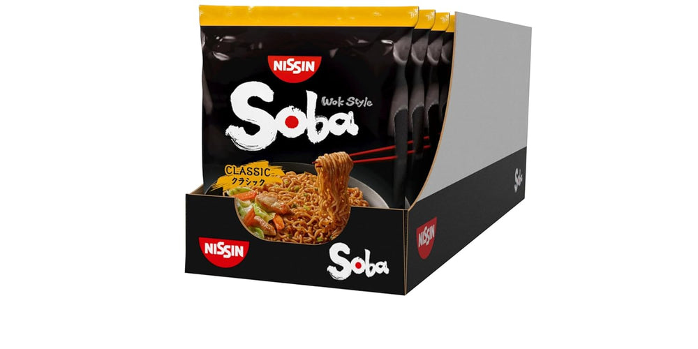 Nissin Bag Soba Noodles - Classic Japanese Instant Noodles 9 Pack Wok Style With Yakisoba Sauce Quick Cook Asian Food (9 x 109g)