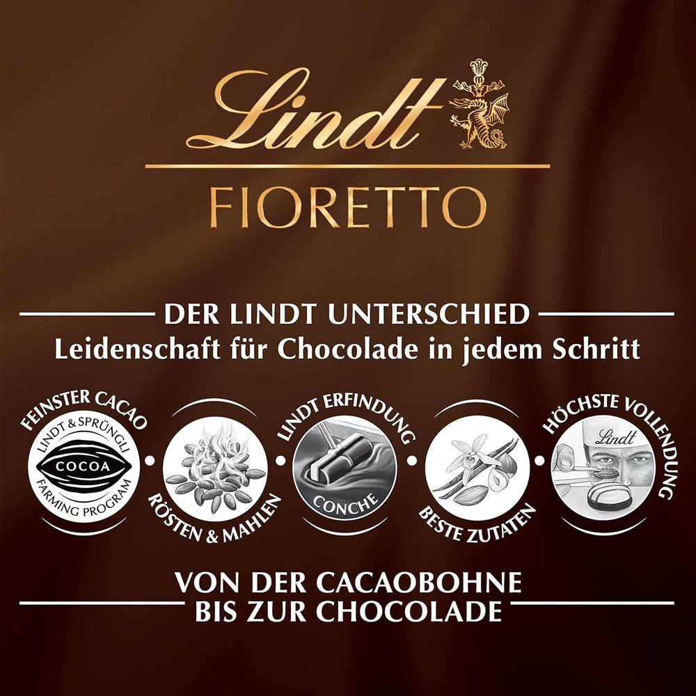 Chocolate - Assortment FIORETTO Minis | 115 g | Approx. 10 milk chocolate pralines in marzipan, cappuccino and nougat flavours, contains alcohol | Chocolate Gift Set | Chocolate gift set (pack of 5)
