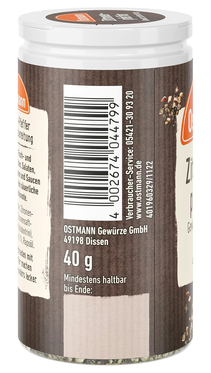 Ostmann Gewürze - Zitronenpfeffer Gewürzzubereitung | For salad dressings, sauces and fish dishes 40 g in Der Streudose