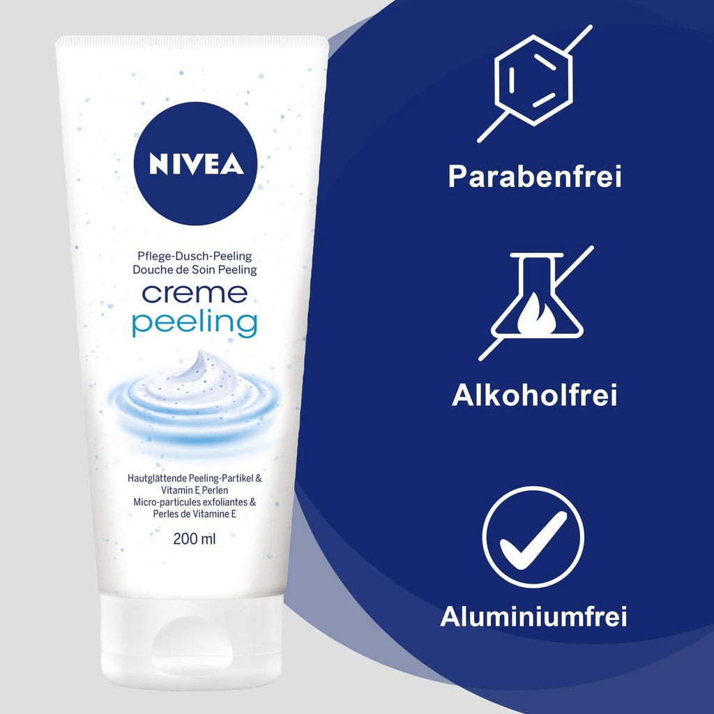 NIVEA Creme Peeling, exfoliant de corp hrănitor cu particule fine și vitamina E, 200 ml Duș și baie Naty Shop