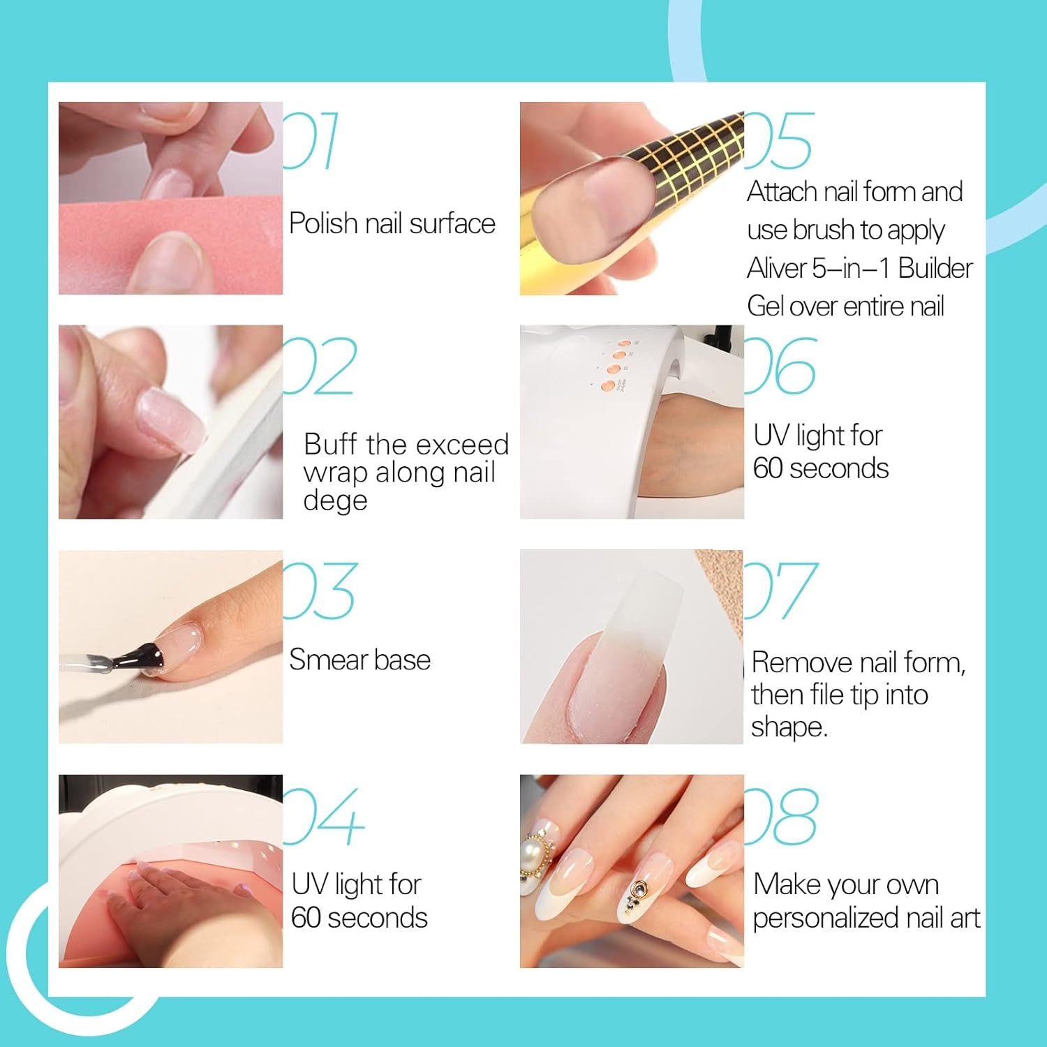 Gel de întărire Builder 5 în 1 15 ml, Gel de întărire pentru unghii, Gel de întărire pentru unghii, Ojă UV/LED pentru extensii de unghii, Extensii, Nail Art, Autocolante, Gel de întărire pentru unghii cu gel (Alb)