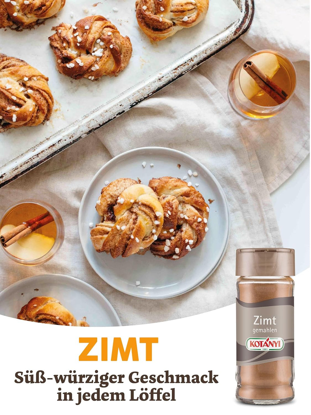 Kotányi Zimt gemahlen, würzig-süßer Geschmack, veredelt Milchreis, Gebäck, Desserts, Glas 80 ml