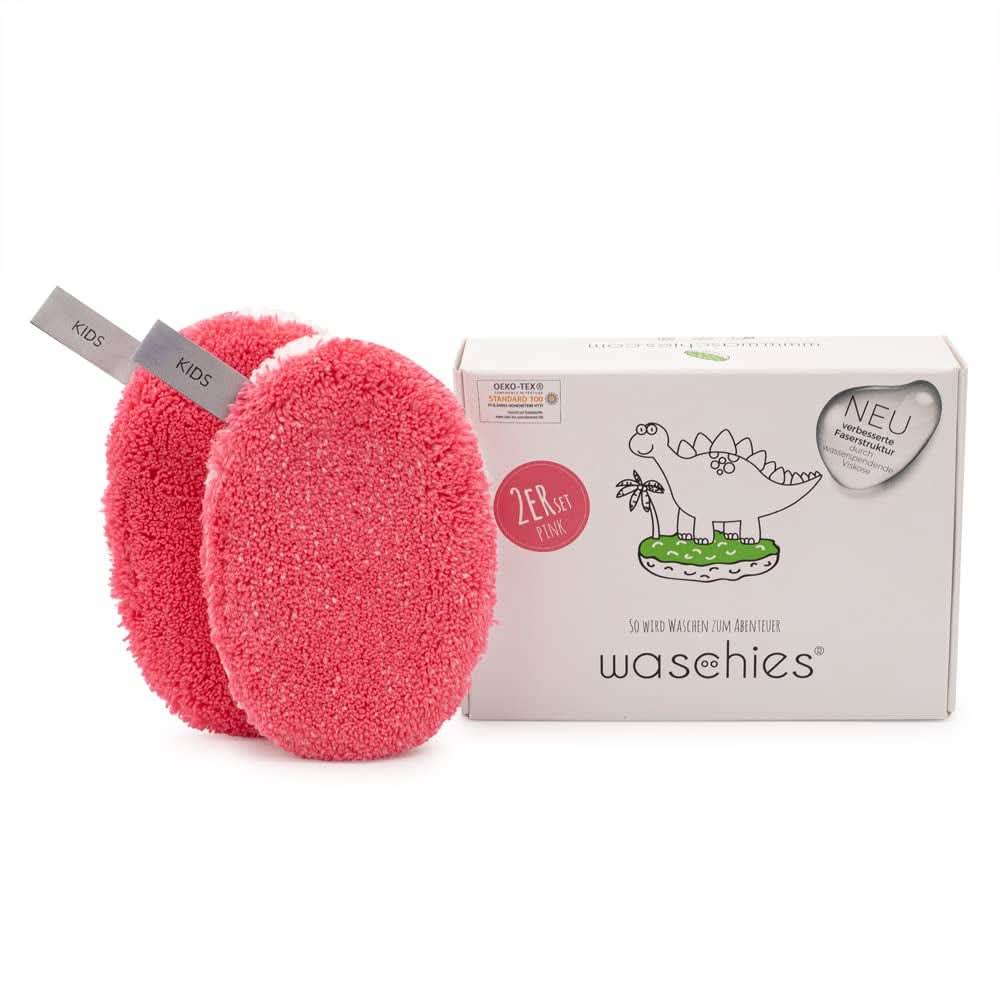 Waschies KIDS baby and child wash pads, for cleaning with water only, reusable Mother and Child Naty Shop Pink 2 pieces