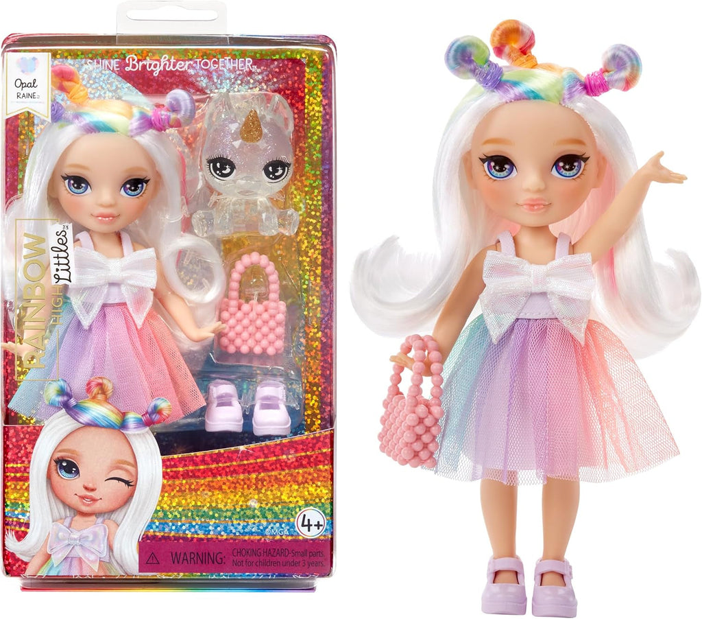 Rainbow High Littles - Opal Raine - păpușă mică, mobilă - păpușă mare de 14 cm în culorile curcubeului cu geantă și unicorn magic - pentru copii și colecționari Papusi Naty Shop Opal