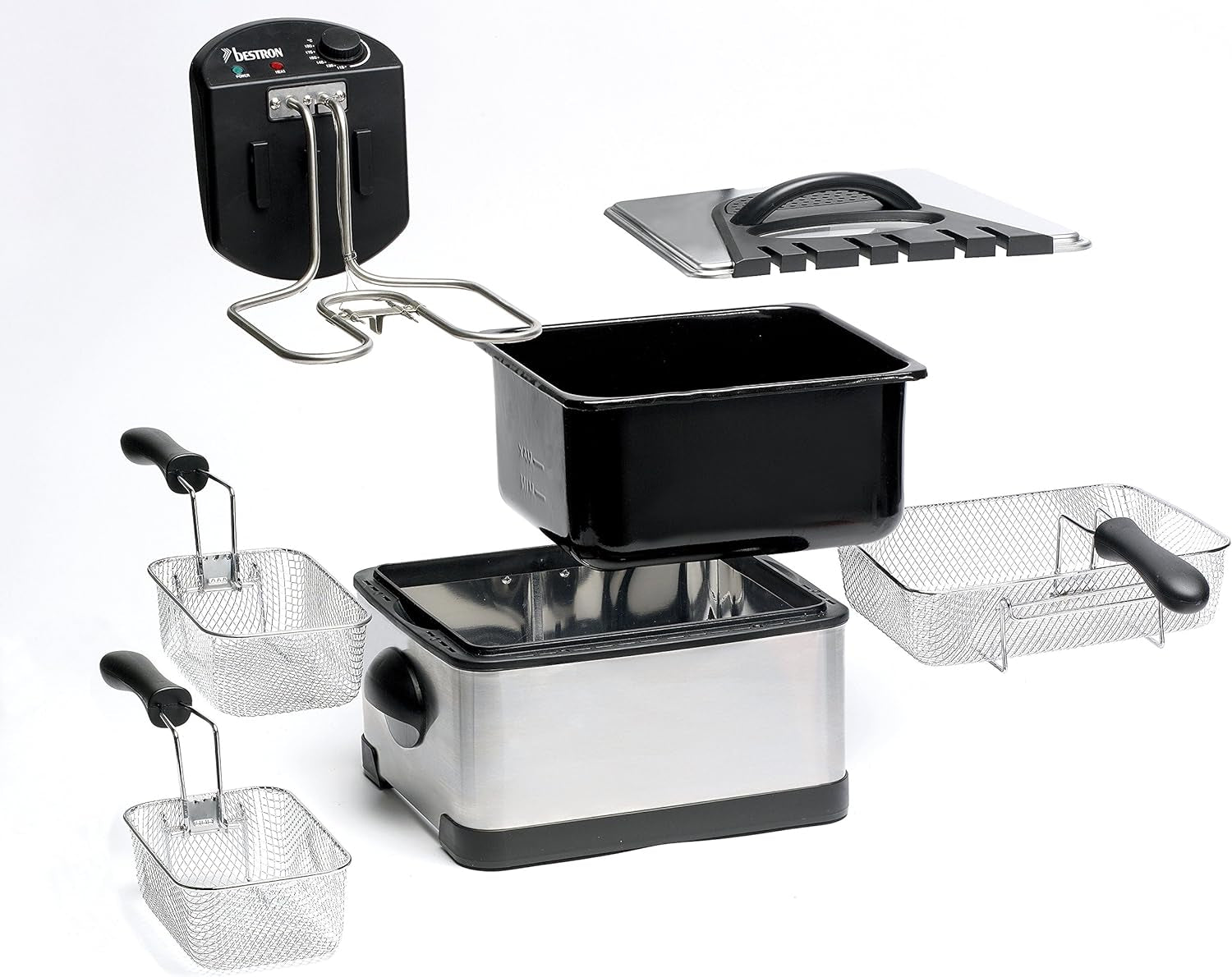 Oil fryer Bestron XL With 3 frying baskets, Including cold zone technology and removable oil container, 4 liters, 2000 W Home appliances Naty Shop