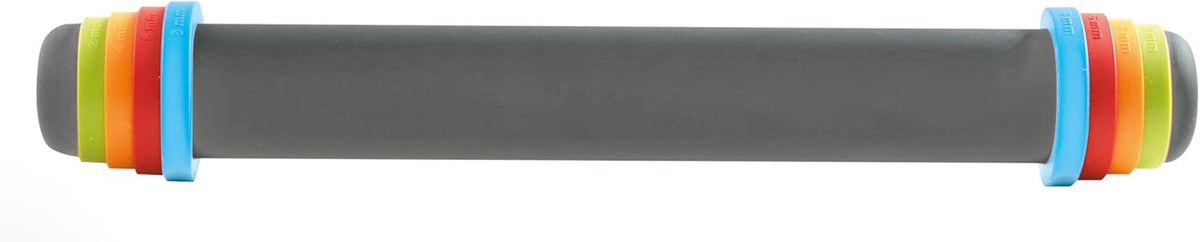 MASTRAD - Sucitor - Gri - cu inele reglabile - 2 mm pentru aluat proaspăt, 4 mm pentru prăjituri, 6 mm sablat, 8 mm pentru pizza - fabricat din silicon - cu înveliș antiaderent - fără BPA - 41 cm