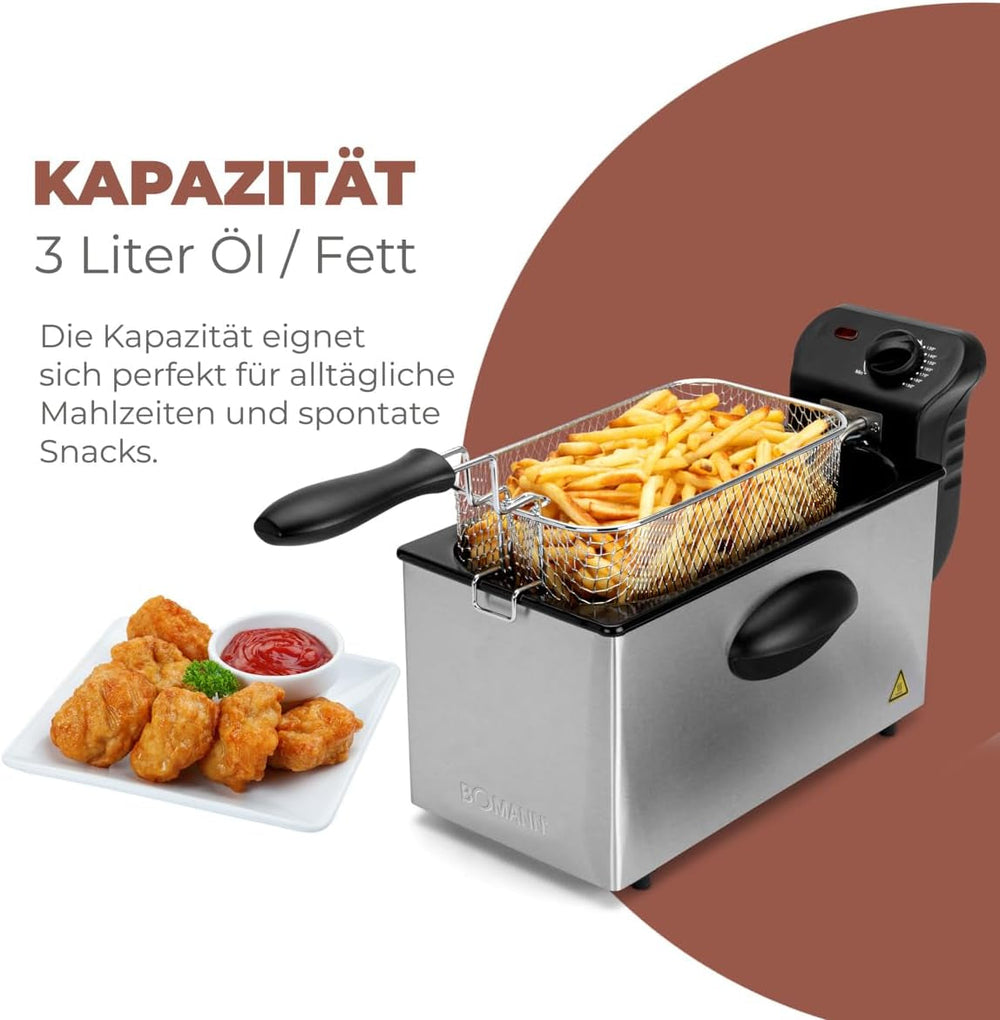 Bomann® Oil Fryer, 3L Capacity, Cool Zone Technology and Drain, 2000 W Home Appliances Naty Shop