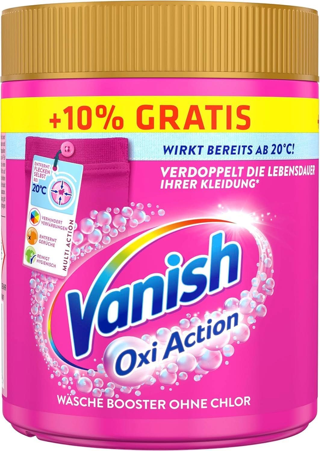 Vanish Oxi Action Powder Pink - 1 X 1.65 Kg - powder for removing stains and improving laundry without chlorine - for colored laundry Naty Shop Laundry Detergents 605 grams