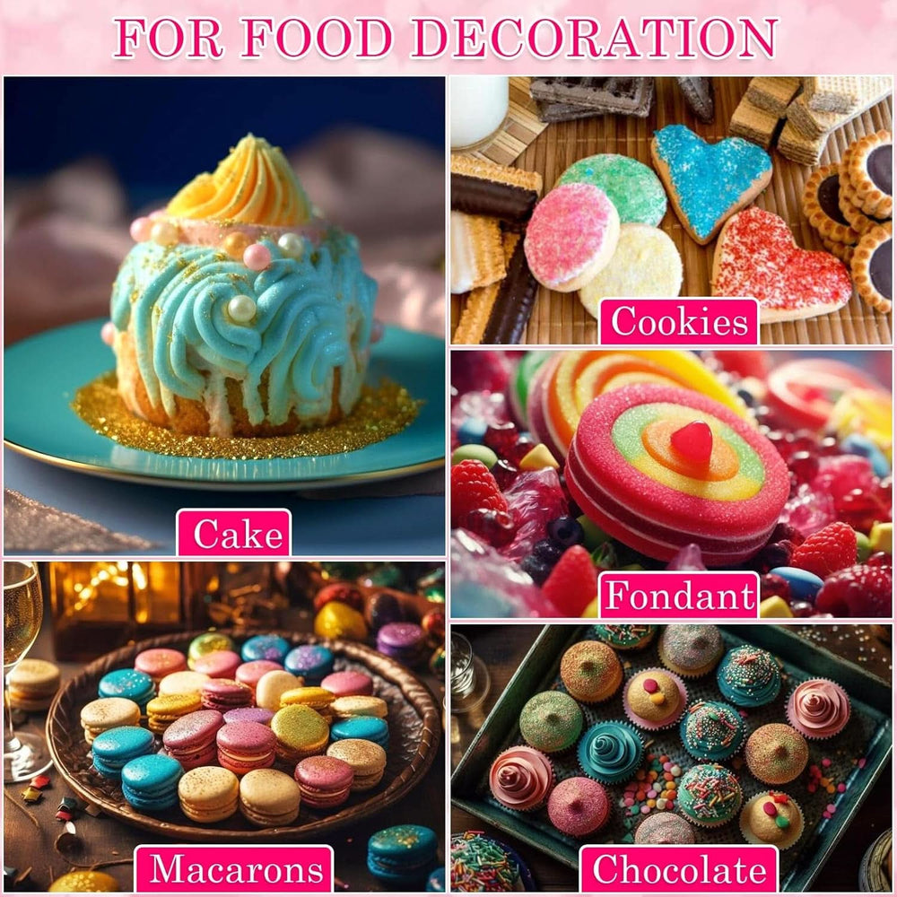 Edible glitter, Set of 4 or 6 color shades, 4 grams per product Glitter Naty Shop