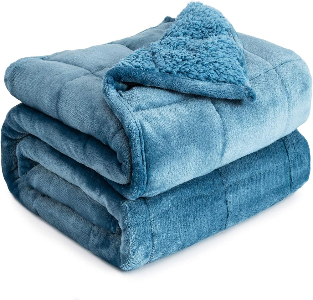 Cottonblue Weighted Blanket, 6.8kg, Queen Size, Flannel, Shaggy, Sherpa, Adult Weighted Blanket, Comfortable Weighted Blankets to Calm and Relax, Heavy Comforters, 152.4 X 203.2 Naty Shop Slate Blue Quilts and Quilts 60 * 80 15Lbs