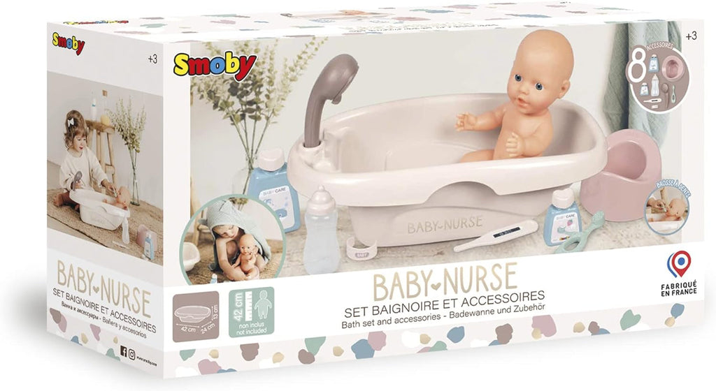 Smoby - Cadă pentru păpuși Baby Nurse - Cadă pentru păpuși cu biberon și o mulțime de accesorii, accesorii pentru păpuși până la 42 cm, pentru copii de la 3 ani, 220366 Papusi Naty Shop