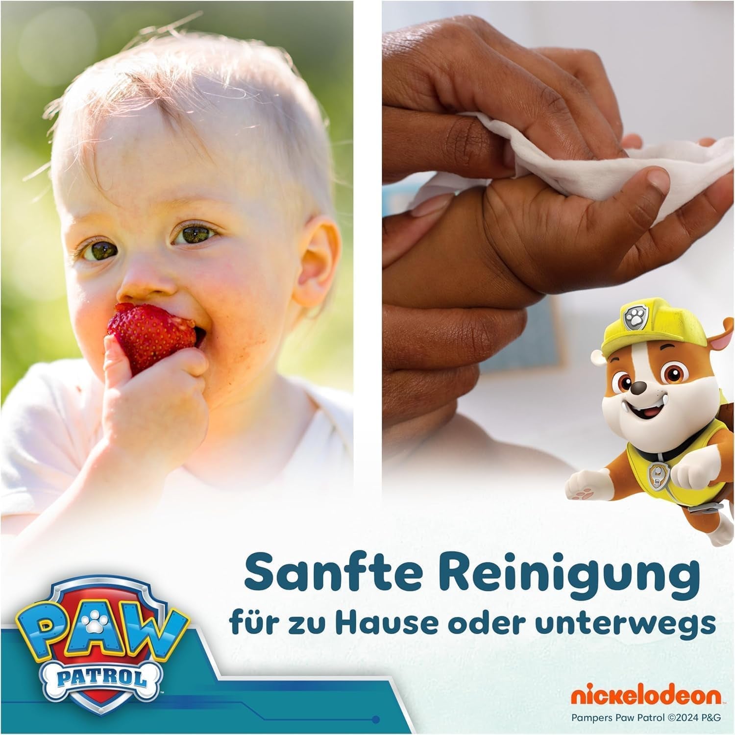 Pampers Harmony Aqua Baby Wipes Paw Patrol 15 Pack of 48 Wipes 720 Baby Wipes Helps Restore Skin's Natural pH Balance Light Lotion 99% Water