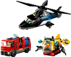 LEGO City Combo Set with Helicopter, Lion Car and Submarine and 3 Minifigures - Buildable Toy Vehicles for Boys and Girls from 7 Years - Birthday and Holiday Gift 60462 Building Sets Besuche den LEGO-Store