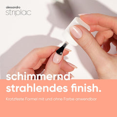 alessandro Striplac UV Top Coat Shimmer - Bright, scratch-resistant nails up to 15 days - Can be used with or without dye - Gentle removal technology - Vegan - Silver, Transparent, 6.5 ml