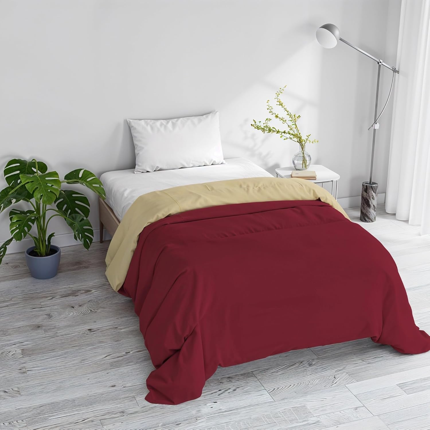 Basic winter blanket, plain and padded, dark green / cream, 200X245Cm Naty Shop quilts and quilts Bordeaux/cream 200X245Cm