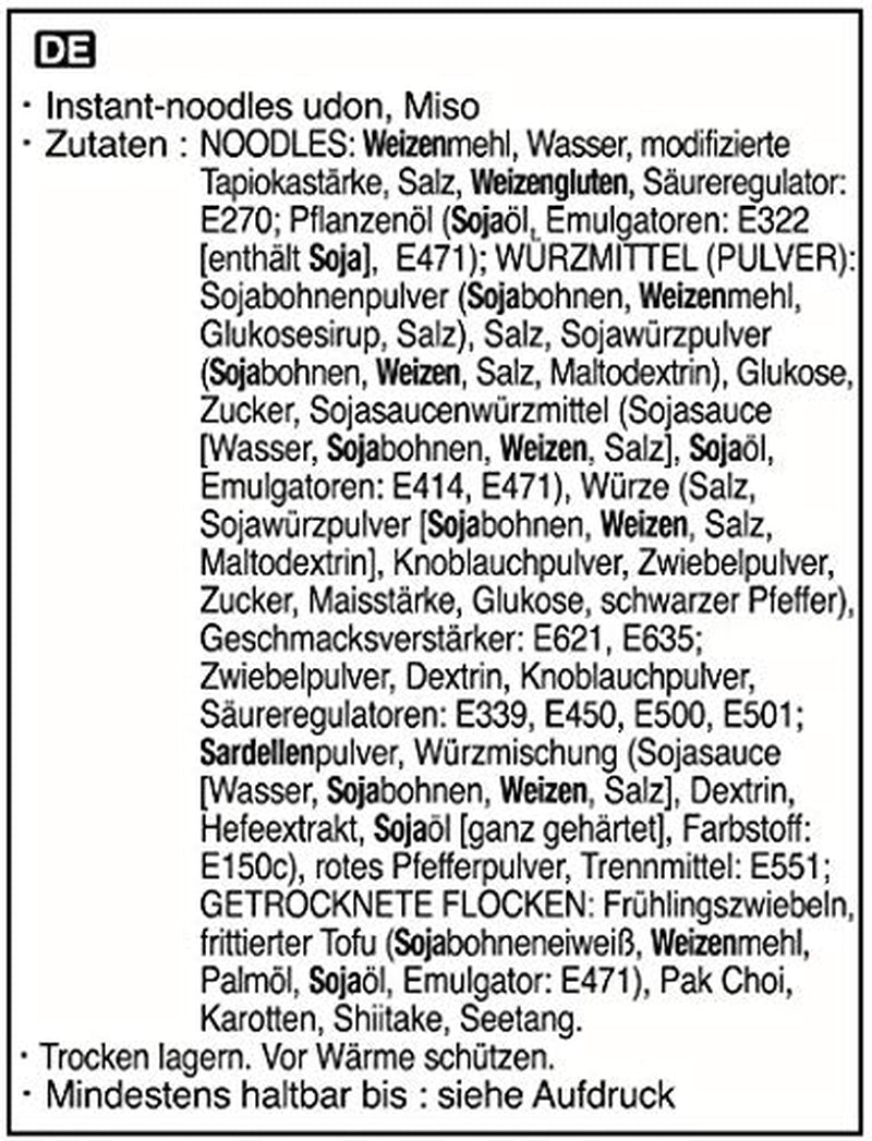 Allgroo Udon instant noodles - Miso, Udon soup, spicy, aromatic, quick preparation - contains 3 portions - 1 x 690 g