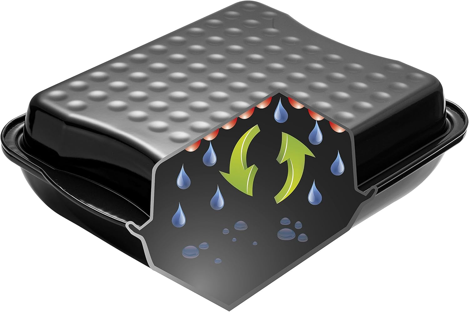 Dr. Oetker Maxi-Bräter Mit Deckel BACK-IDEE KREATIV, Brat- Und Auflaufform Aus Hochwertigem Stahlblech Mit Emaillierung, Eckige Form, Schnitt- Und Kratzfest - Spülmaschinengeeignet in Schwarz Molds and trays for baking Naty Shop