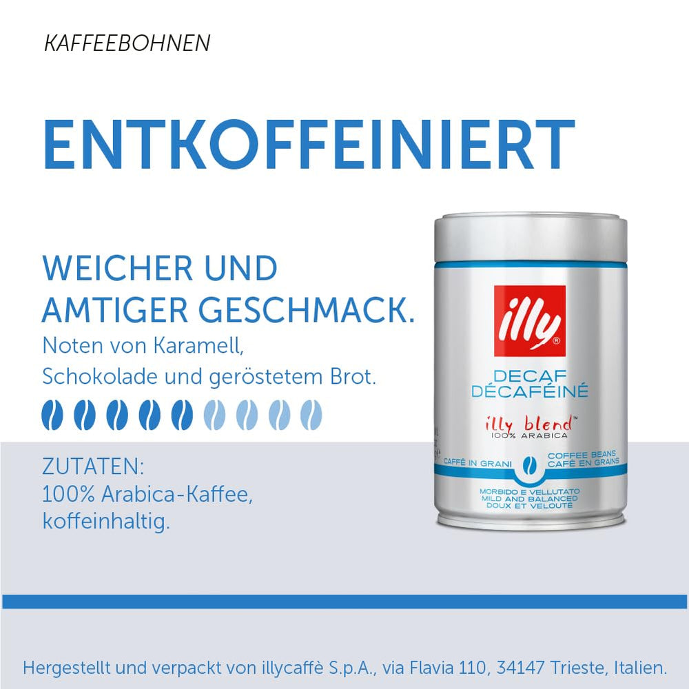 illy Kaffee, Kaffeebohnen Entkoffeiniert - Dose zu 250 g (Packung mit 2)