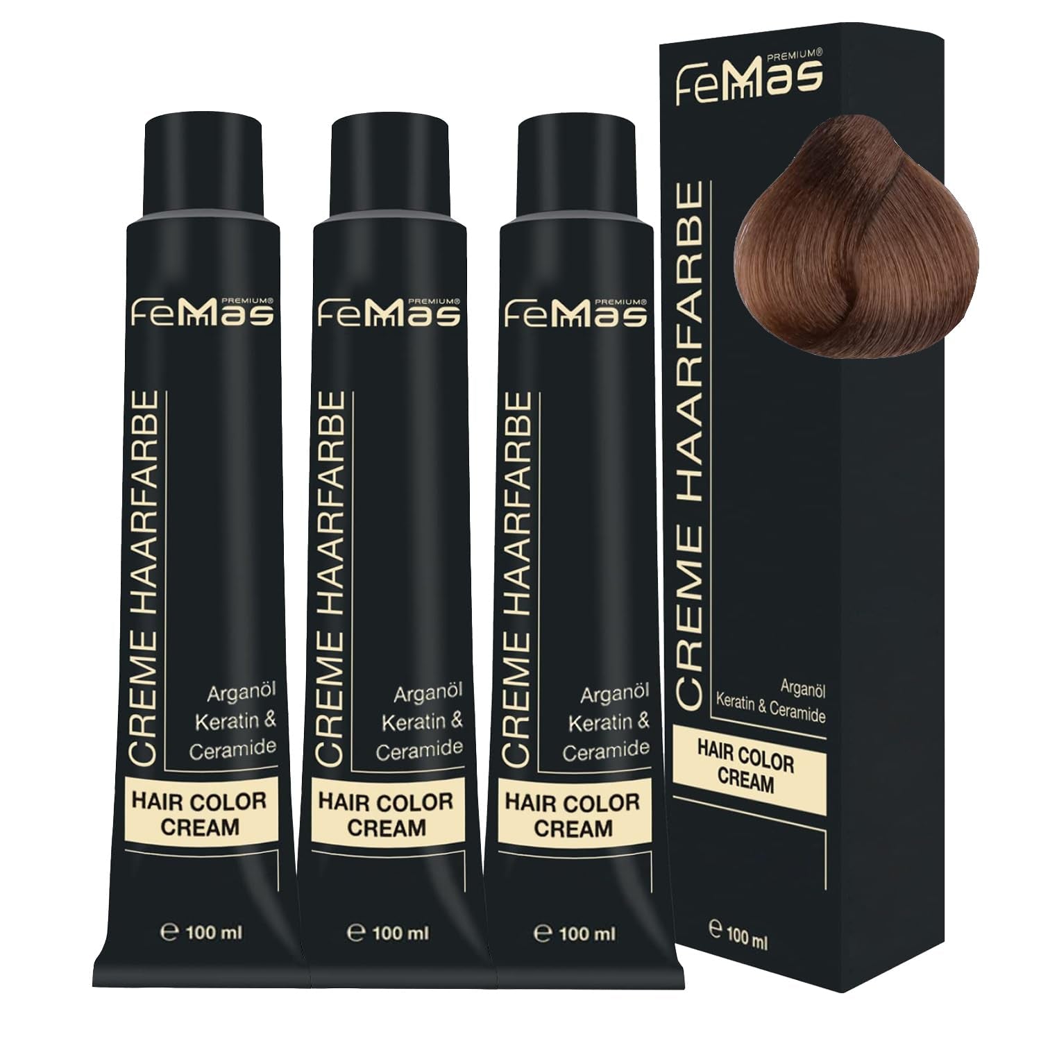 FemMas Hair Colour Pure & Mix Red I Cremă profesională cu ulei de argan, keratină și ceramide I Ca o vopsea de păr permanentă sau nuanță pentru rezultate radiante, de lungă durată I 100 ml Vopsea pentru par Naty Shop Blond deschis intensiv cu ciocolată 8.99 Pachet de 3