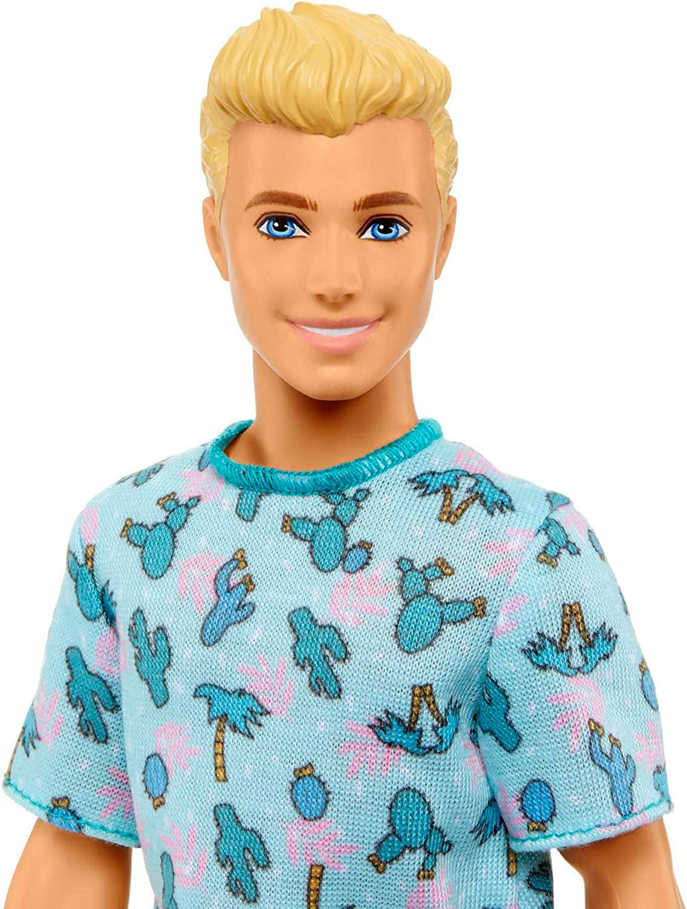 Barbie Ken Fashionistas Doll - Cactus and Palm Print T-shirt, White Shorts and Sneakers, Perfect for Adventures with Friends and Walks Around Town, for Kids 3 Years and Up, HJT10 Naty Shop Dolls