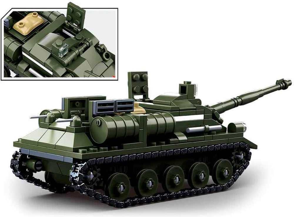 Sluban SL95558, WWII - Alliierter Jagdpanzer(335 Teile)[M38-B0687], Spielset, Klemmbausteine, Soldaten, mit Spielfigur, Army WWII, Multi Color