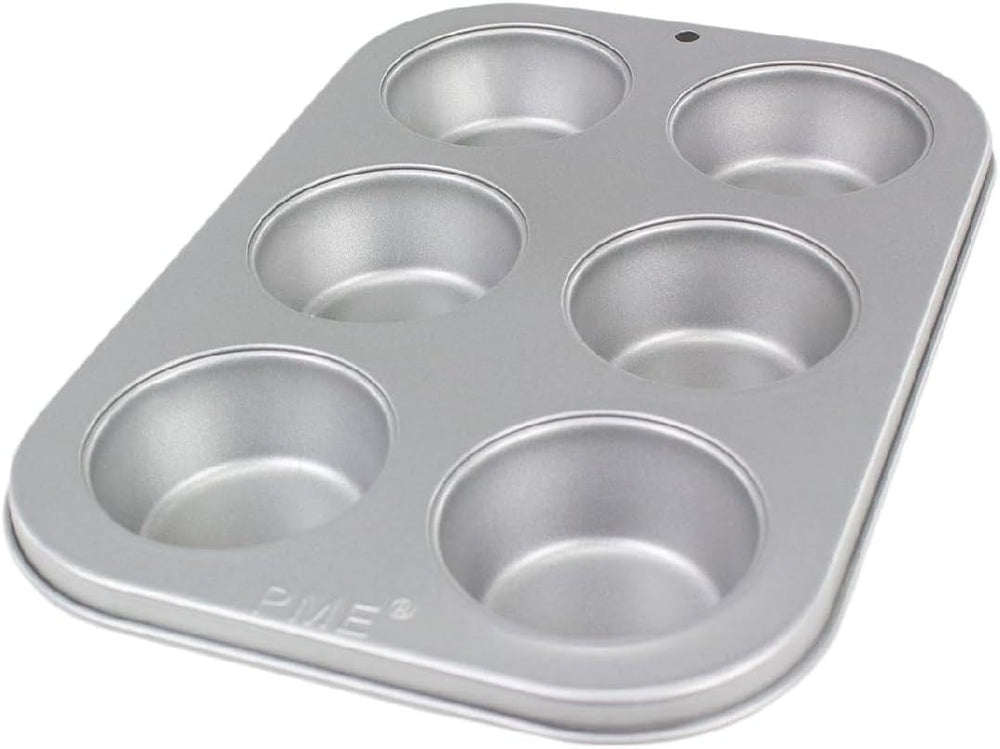 CSB108 6-Hole Non-Stick Carbon Steel Muffin Pan, Stainless Steel, Silver, 28.9 X 17.7 X 3.1cm Baking Pans & Trays Naty Shop