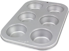 CSB108 6-Hole Non-Stick Carbon Steel Muffin Pan, Stainless Steel, Silver, 28.9 X 17.7 X 3.1cm Baking Pans & Trays Naty Shop