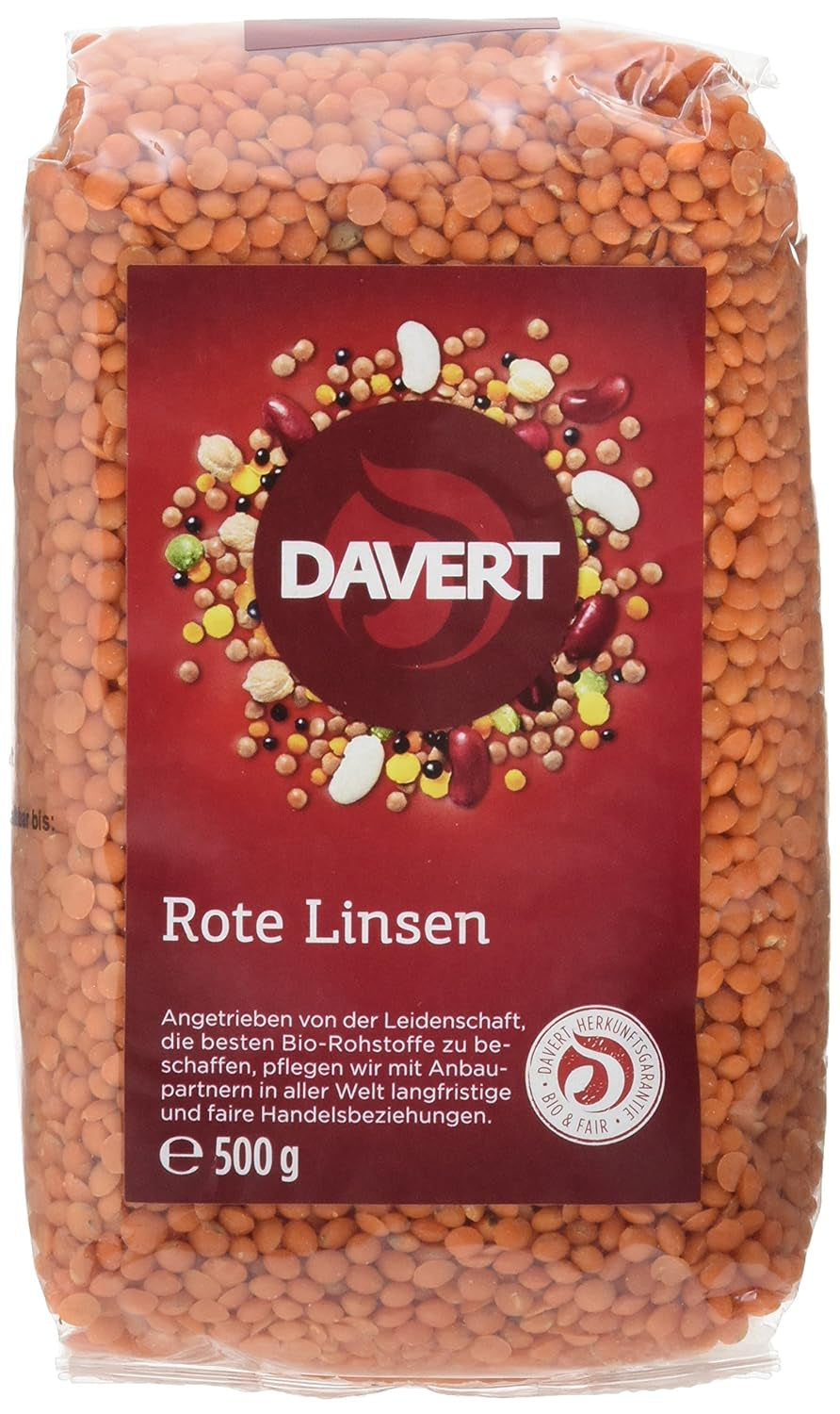 Davert whole red lentils (1 x 500 g) - Bio