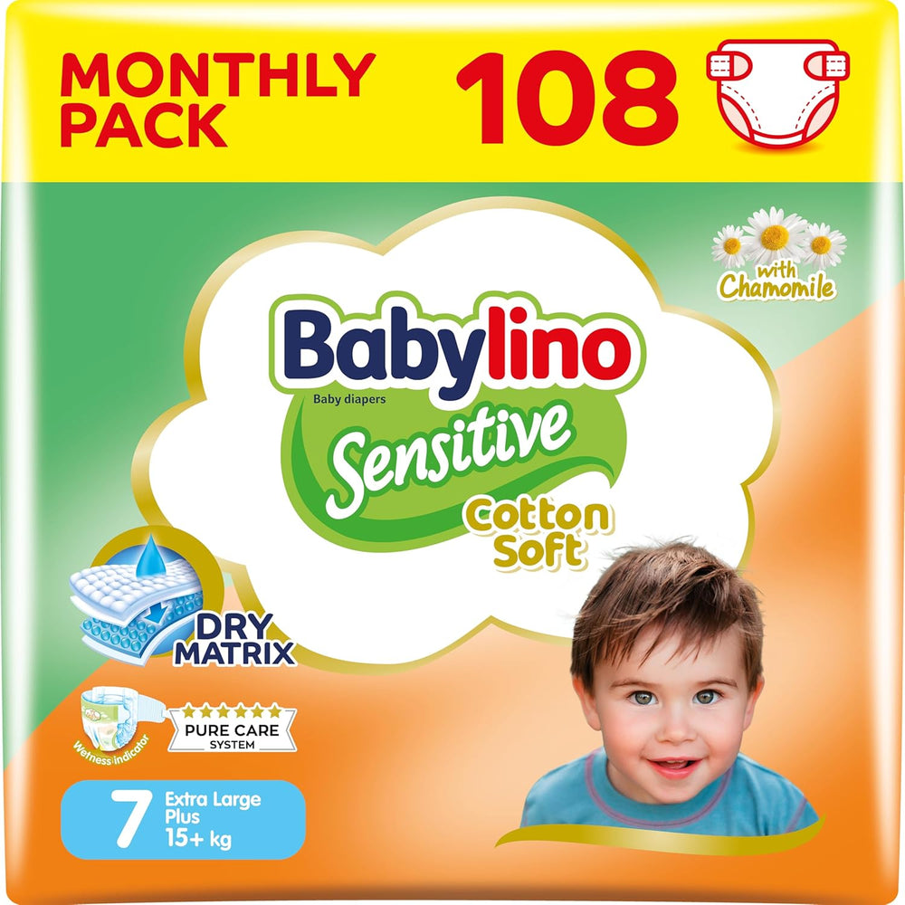 Diapers for sensitive babies, size 6, extra large (13-18 kg), 114 diapers