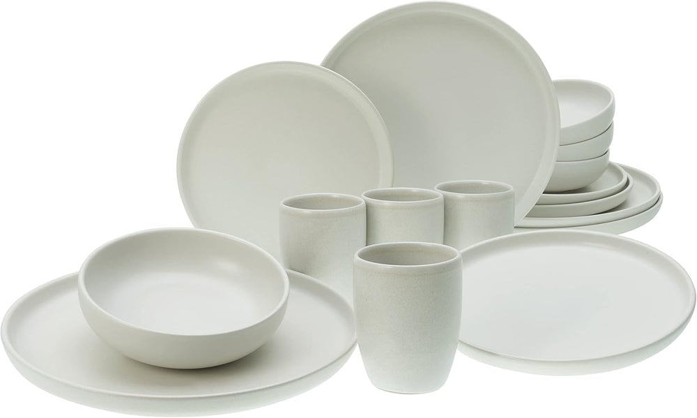 Creatable, 22979, Serie Uno BLACK, 12-Teiliges Geschirrset, Teller Set Aus Steinzeug, Spülmaschinen- Und Mikrowellengeeignet, Made in Portugal Tableware sets Naty Shop Offwhite Kombiservice 16 Teilig