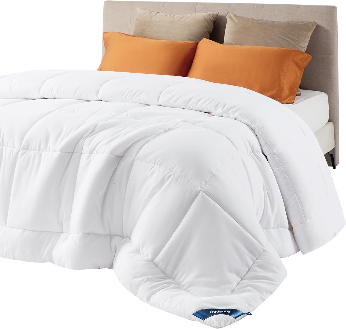 BEDSURE Full/Queen Quilted Comforter (88"X88") White Naty Shop Comforters & Quilts Default Title