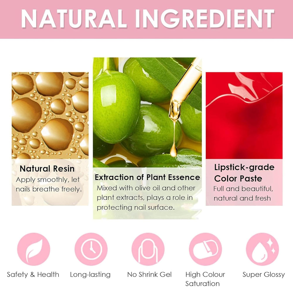 6 Piece Nail Polish Set - Quick Dry Long Lasting Bright Red Nail Polish - Non-Toxic Water Based Nail Polish for DIY Salons Manicure Gift (Colored A)