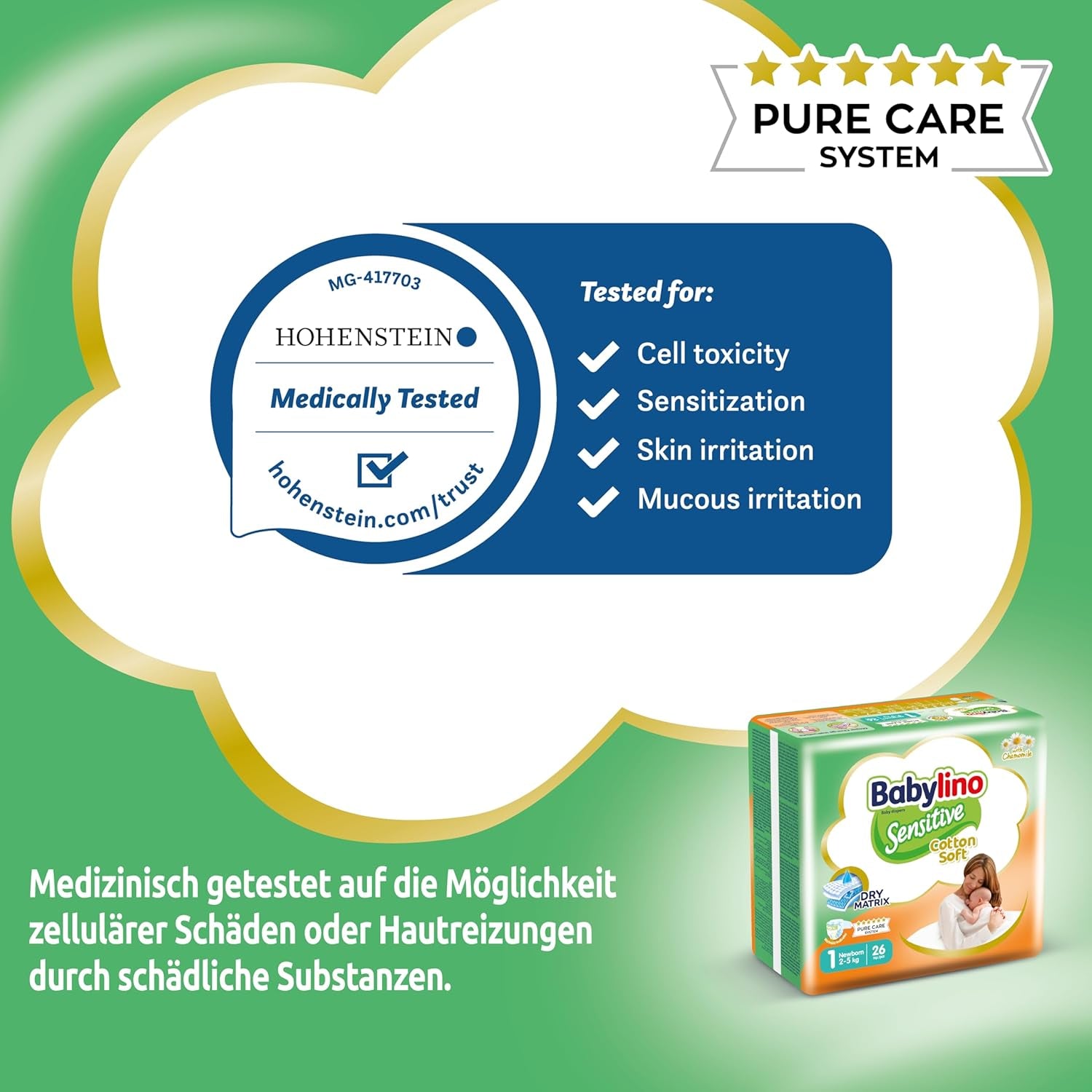 Sensitive baby diapers, size 1, newborn (2-5 kg), 26 pieces