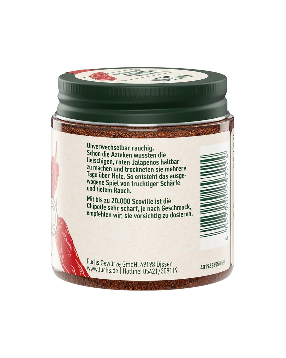 Fuchs Gewürze - Chipotle Chili gemahlen | Rauchiges Chilipulver | Chilli powder in Premium Quality 50 g im wiederverschließbaren Gewürzglas