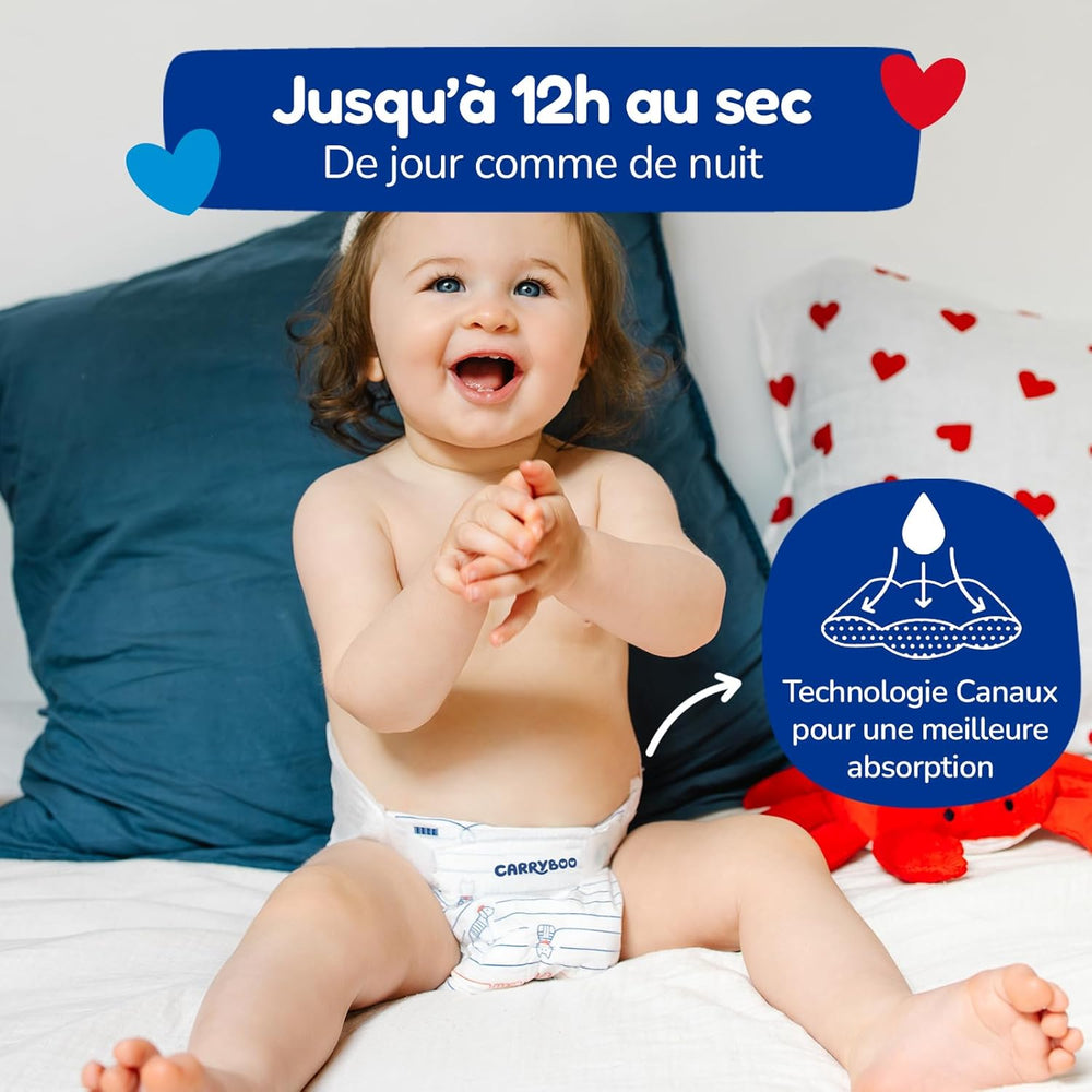 - Diapers size 4+ (9-20 kg) - healthy and highly absorbent - 12 hour leak proof - no unwanted substances - made in France - affordable price - 126 disposable diapers