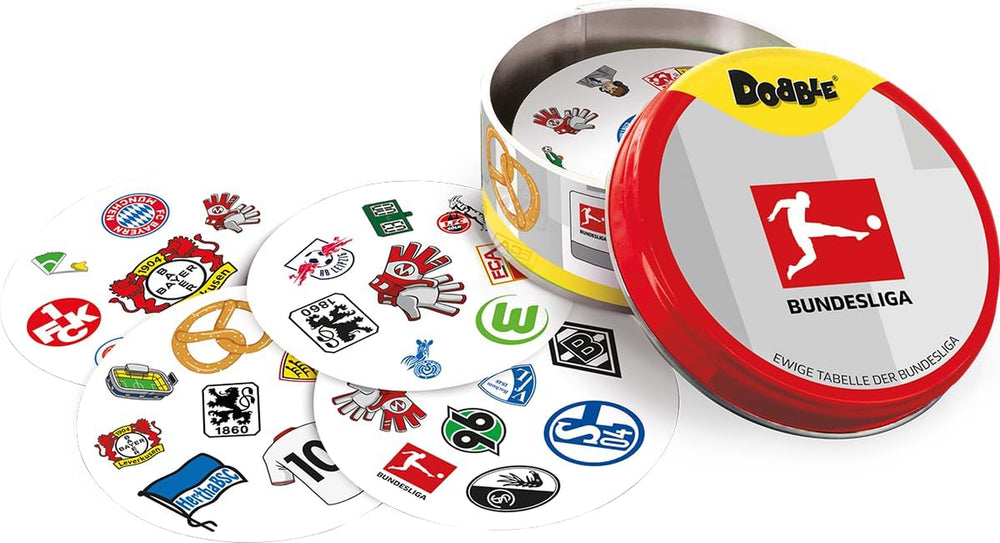 Dobble Bundesliga, family game, card game, 2-8 players, ages 6+, 15 minutes, German
