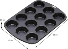 Original Kaiser Inspiration Muffinform-Set 2-Teilig, Muffinblech Mit Xmas Papierbackförmchen Für 12 Muffins, 38 X 27 Cm, Cupcake Form Antihaftbeschichte, Schwarz Molds and baking trays Naty Shop