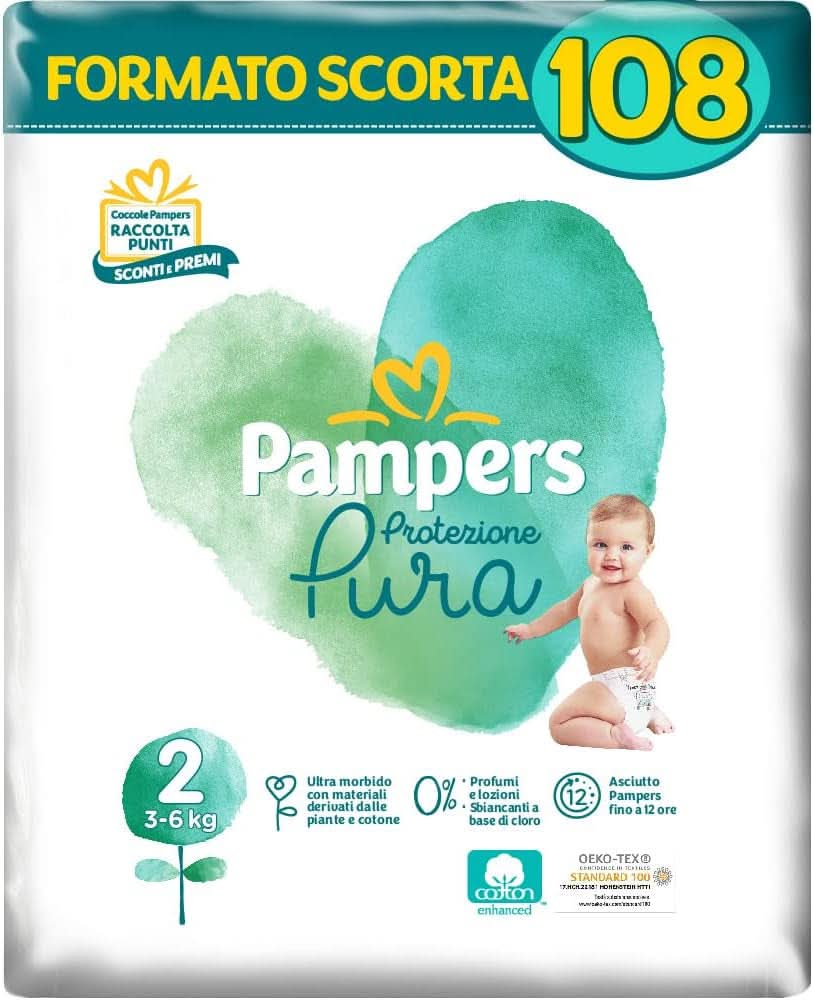 Pampers Naturello, 76 diapers with cotton and natural plant materials, 0% fragrance, size 4 (7-18 kg) Mother and Baby Naty Shop 2 (108 pcs)