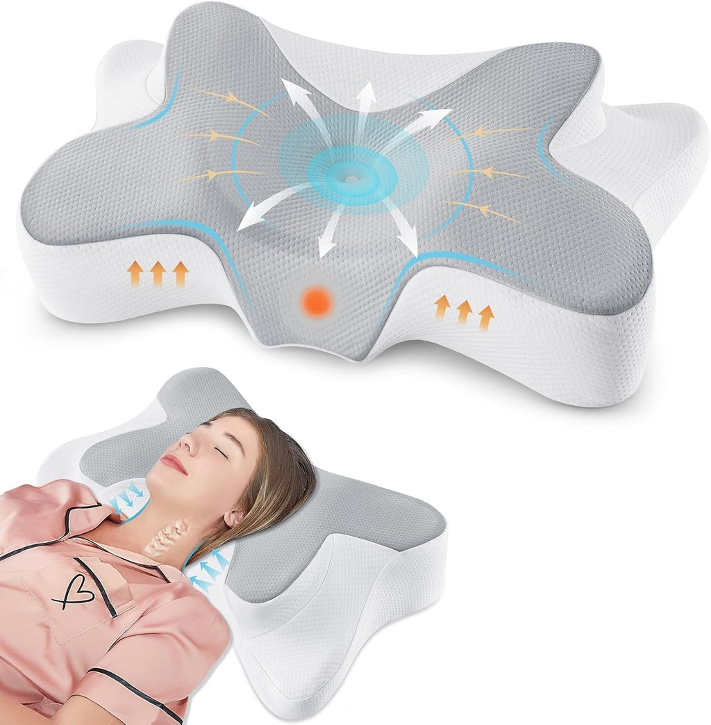DONAMA gât pernă pernă pernă din spumă de memorie, pernă de dormit pernă de dormit lateral pentru partea din spate și stomac dormitori Perne ortopedice cervicale Naty Shop Gri 66Ã—37Ã—13Cm