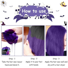 Vopsea de păr temporară de Halloween 4 culori, ceară de culoare pentru păr, Styling Hair Tone pentru bărbați femei, pentru Halloween Cosplay Party Vopsea pentru par Naty Shop