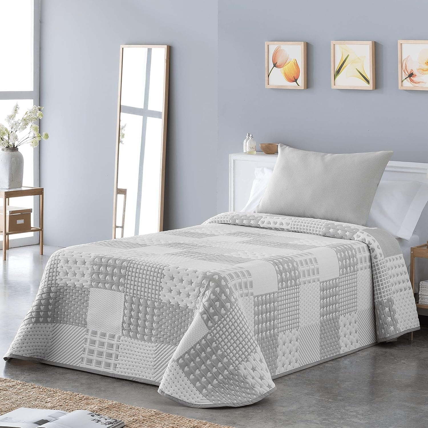 Sofia 21 light bedspread For double beds with 180 and 200 cm, Bedspread For beds with 180 and 200 cm, Gray Beds and Blankets Besuche den VIALMAN-Store Gray Cama 180: 270Cm X 270Cm