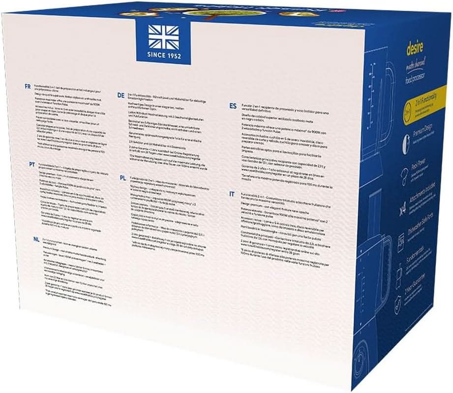 Robot de bucătărie Russell Hobbs [blender/tăietor de legume/mixer de masă/despicator/blender] Robot de bucătărie (frământare, amestecare și feliere), Matte Charcoal Bucatarie Naty Shop