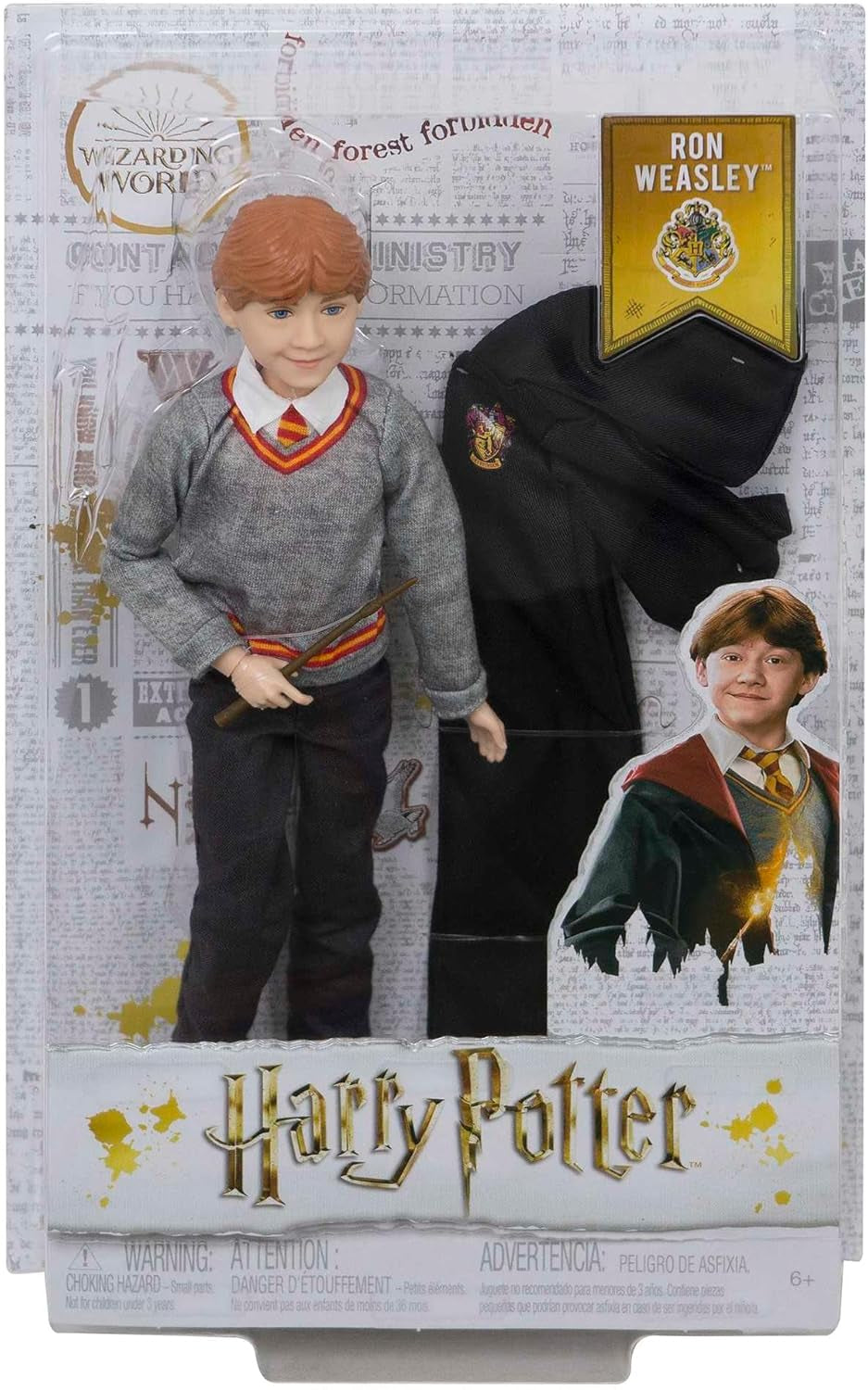 Mattel Harry Potter - Păpușă de colecție Ron Weasley (aprox. 26 cm) cu uniformă Hogwarts, halat Gryffindor și baghetă, jucărie de la 6 ani FYM52 Action figures Naty Shop