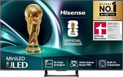 Televizor Hisense 55U7Q de 55 de inci, mini LED ULED 4K, Smart TV, motor Hi-View AI, mod de joc Pro la 144Hz, FreeSync Premium, subwoofer încorporat, Dolby Vision IQ Atmos, AirPlay, control vocal [2025]