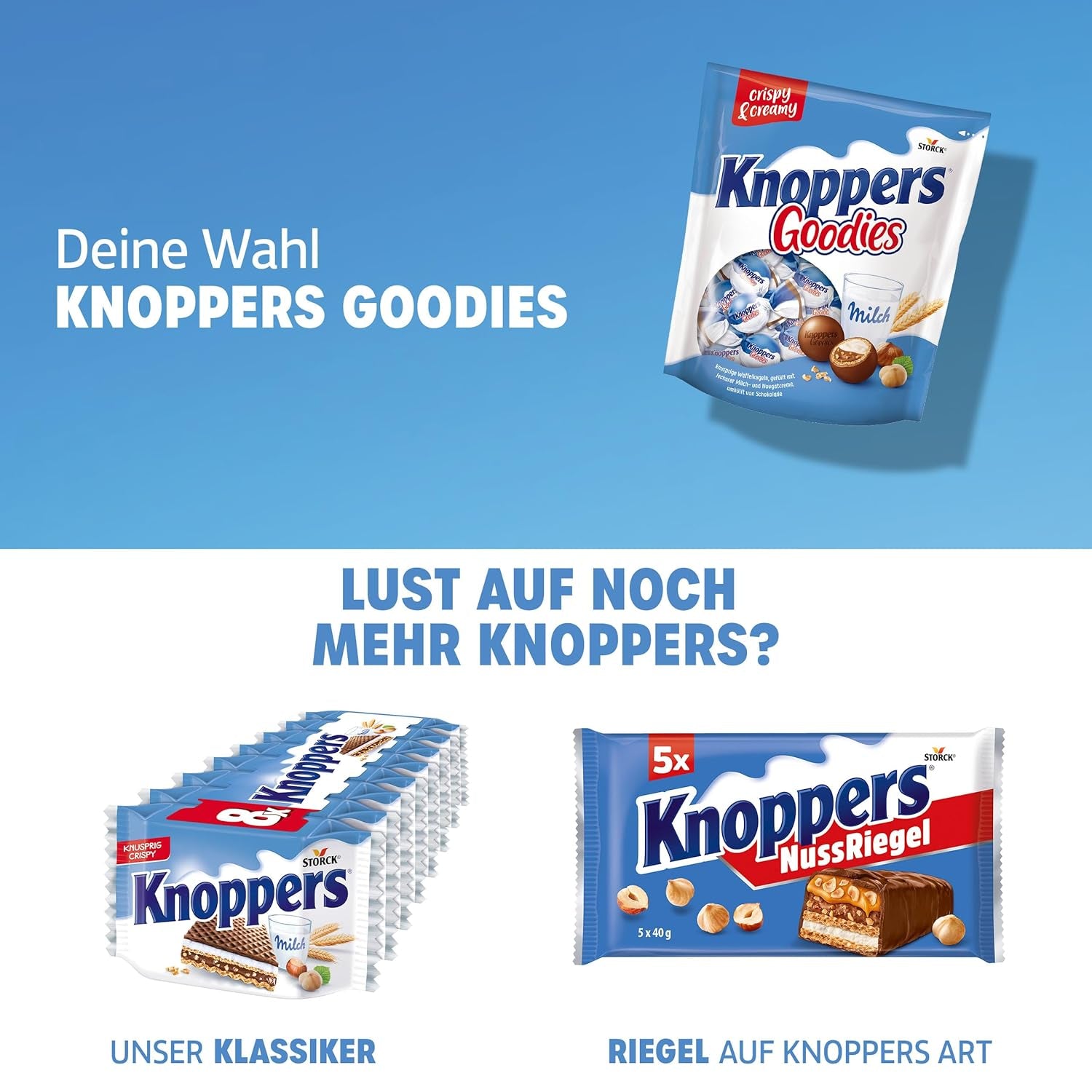 Knoppers Goodies Crunchy Minis – 1 x 180g – crunchy wafer balls filled with pieces of hazelnut, milk and nougat cream, covered in chocolate