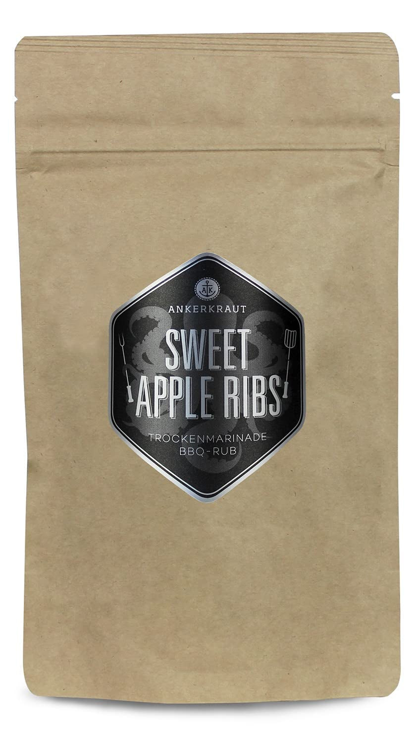 Ankerkraut Sweet Apple Ribs, fruchtige BBQ-Rub Gewürzmischung zum Grillen von Spare-Ribs und Schwein, 240g im Streuer